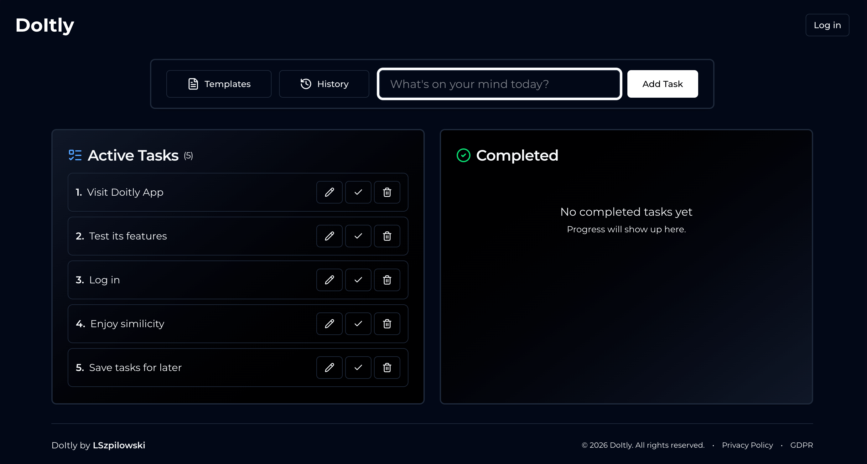 Screenshot of DoItly - Minimal Task Management App
