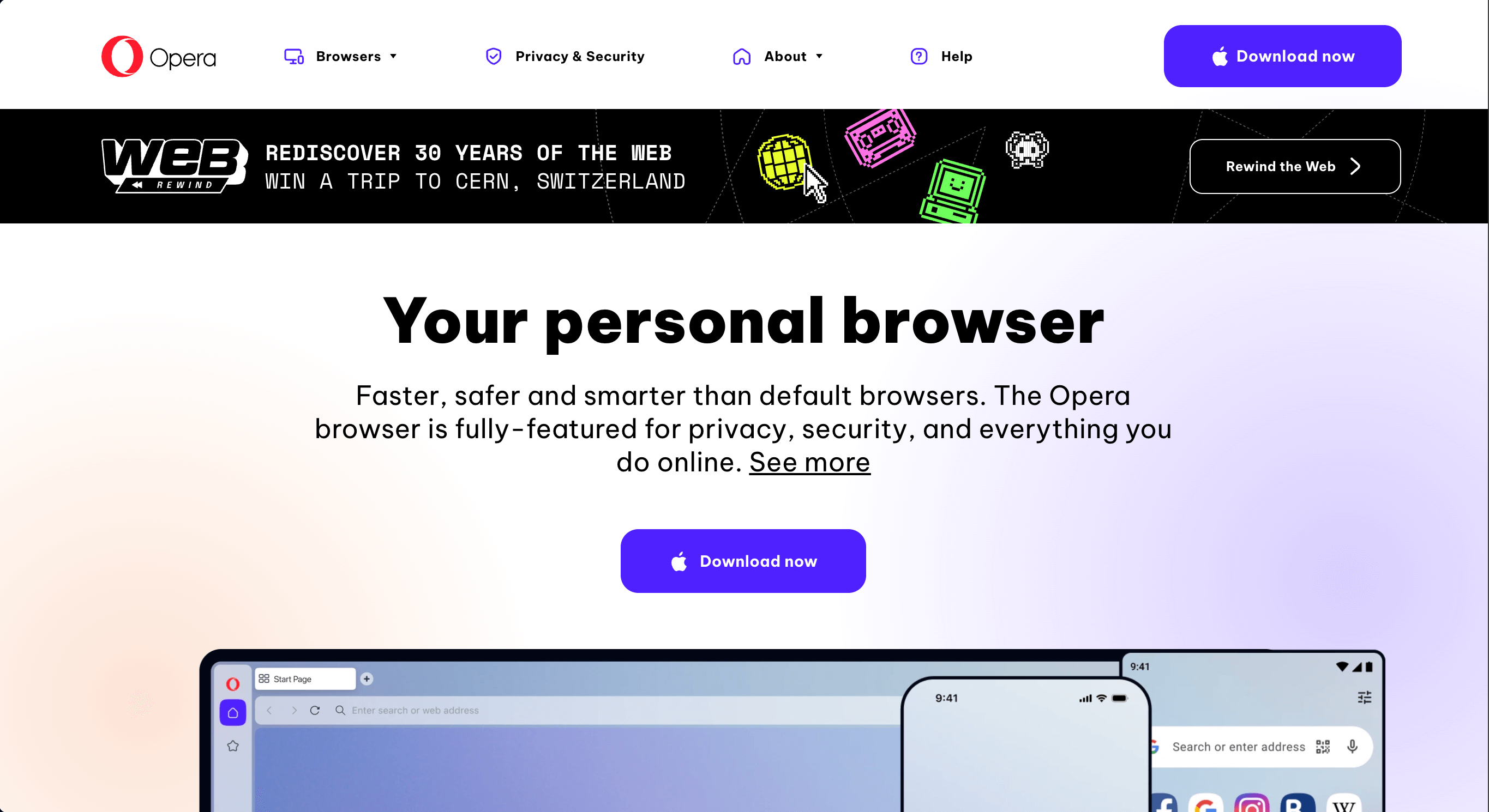 Screenshot of opera.com