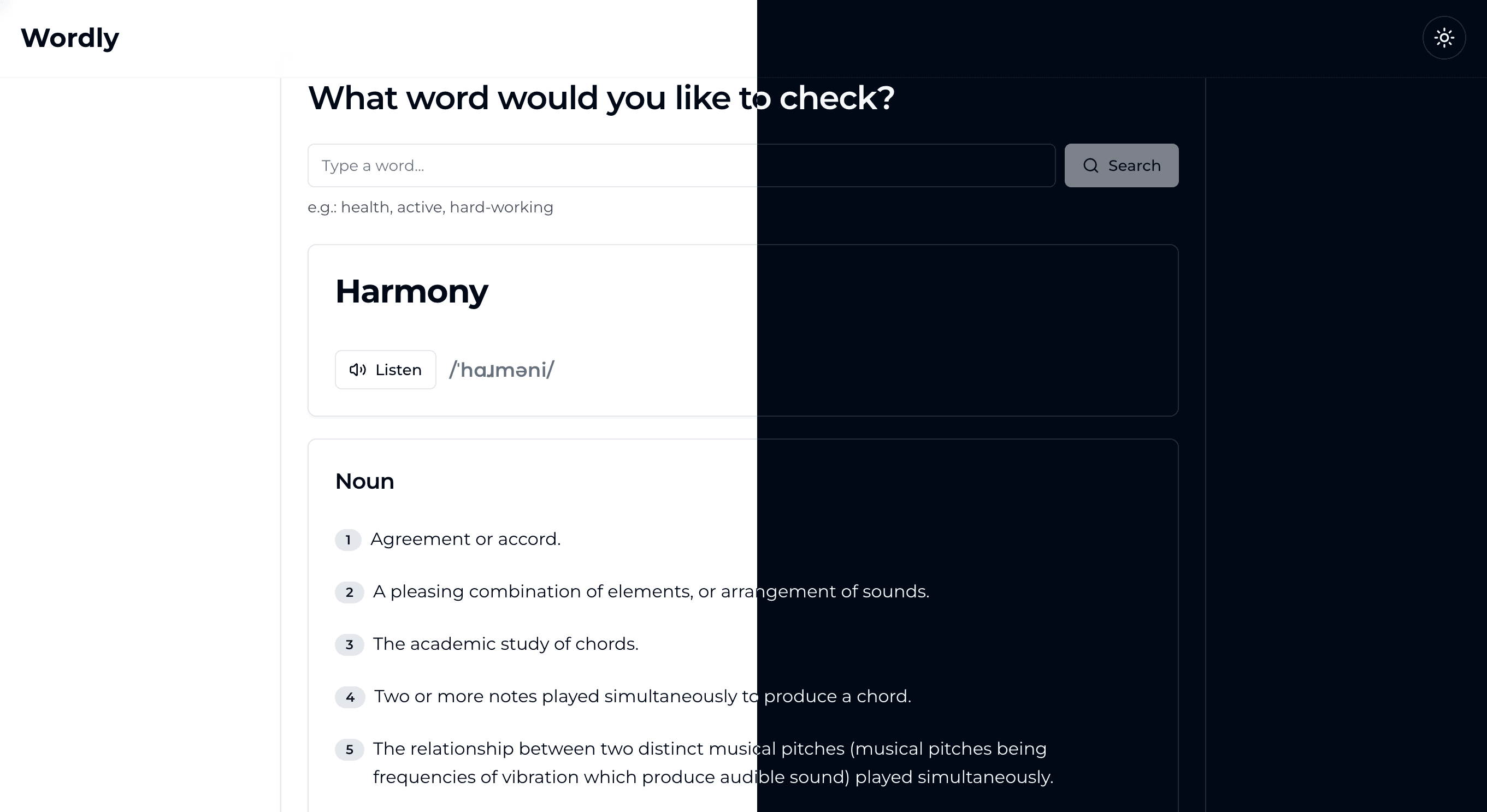 Screenshot of Wordly - Minimal Dictionary App